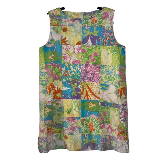 Vintage 1990s Lilly Pulitzer White Label Patchwork Dress Floral Print 8P AS IS - Picture 1 of 16